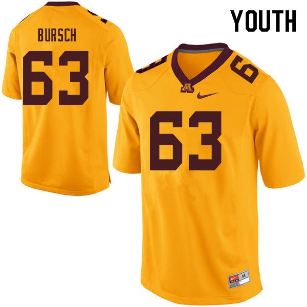 Youth #63 Nathan Bursch Minnesota Golden Gophers College Football Jerseys Sale-Gold